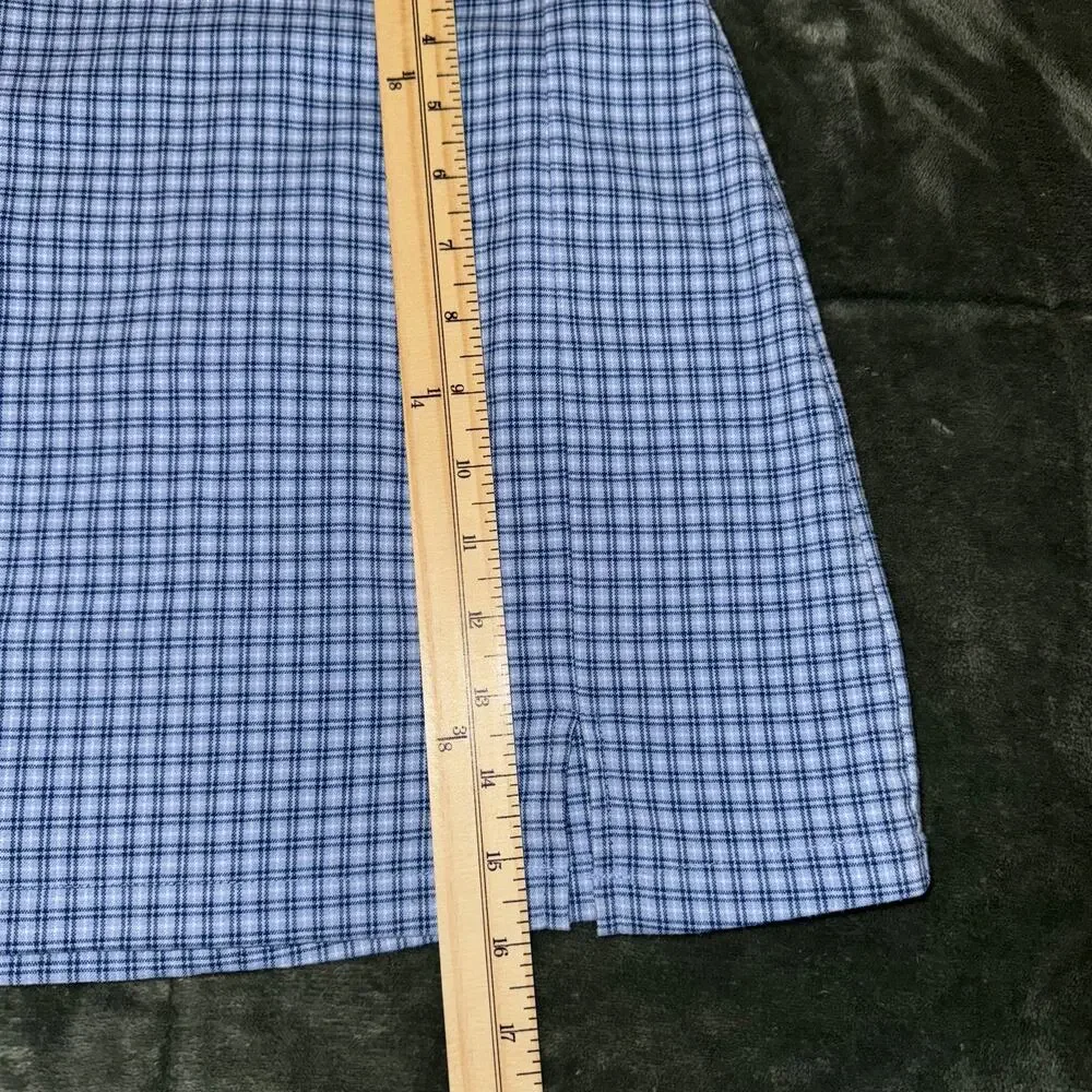 Brandy Melville‎ Mini Skirt Womens S Blue White Plaid Stretch Back Zipper Summer